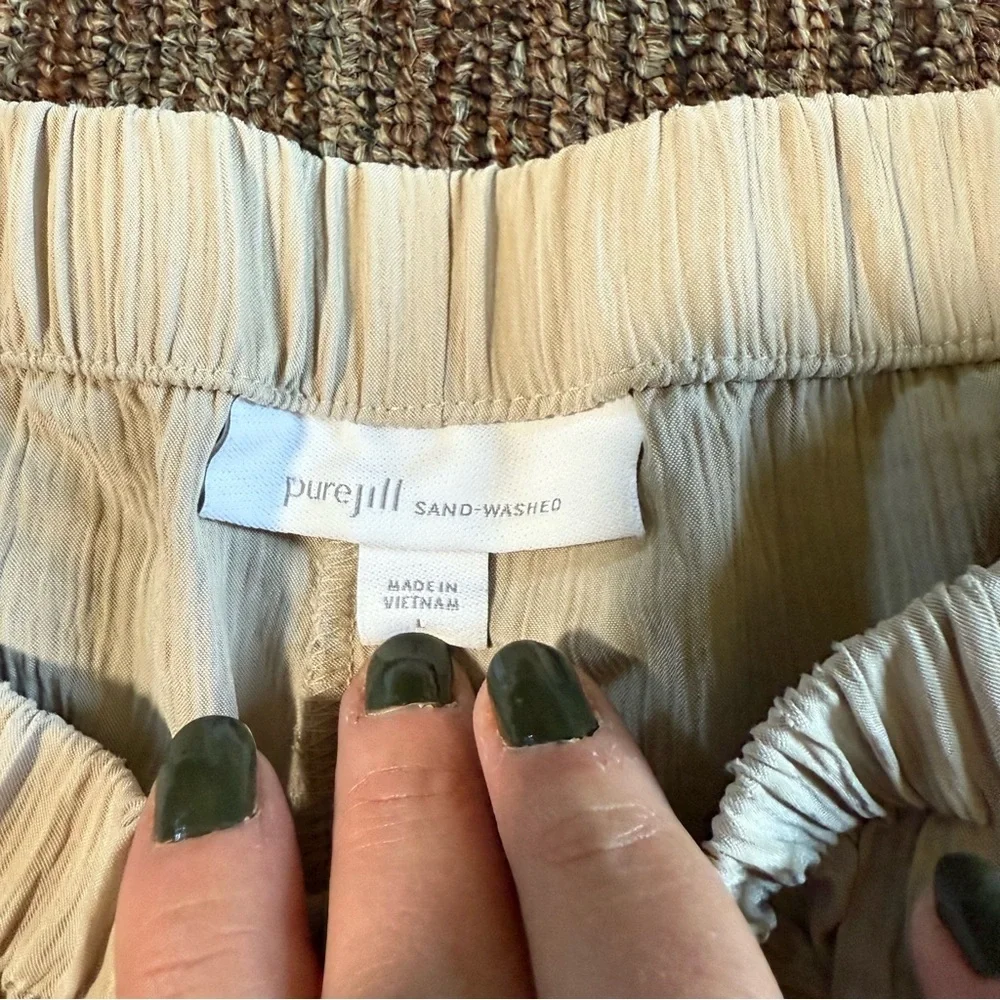 Pure Jill Sandwashed Wide Leg Crop Pull On Pants Cream Large - Picture 4 of 6